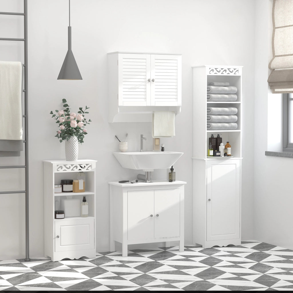 Armadio Bagno 2 Ante ¨C Zephmum ¨C Legno Bianco 60x30x