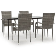 Set da Pranzo da Giardino 5 pz | Set Salotto da Giardino Grigio in Polyrattan