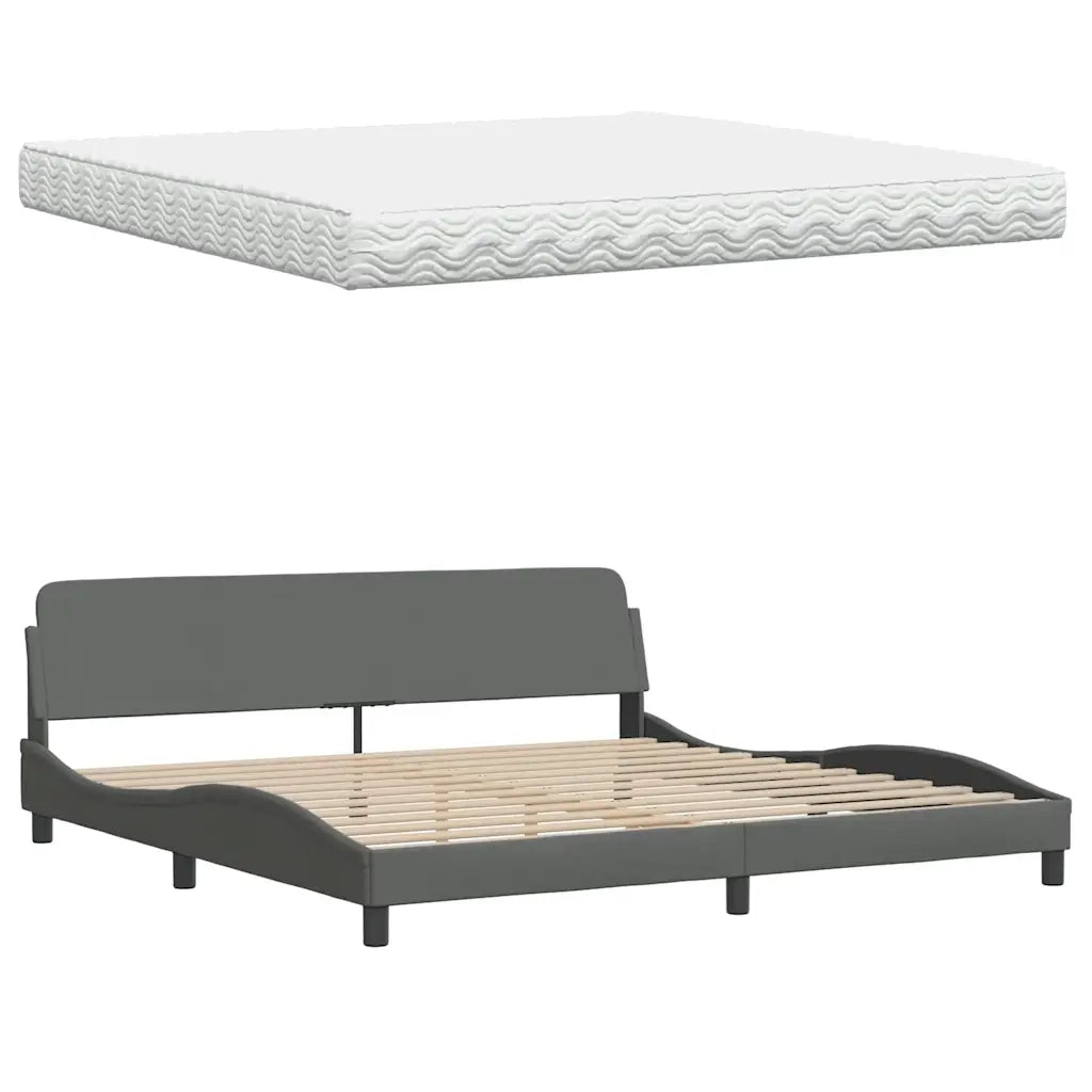 Letto con Materasso Grigio Scuro 200x200 cm in Tessuto 3310763