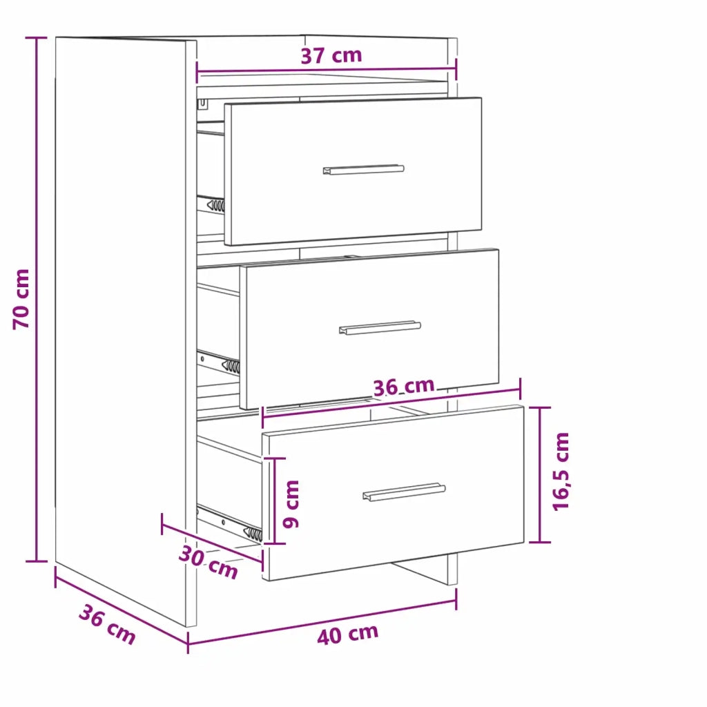 Comodini Rovere Nero 40 x 36 x 70 cm Legno ingegnerizzato 8011028