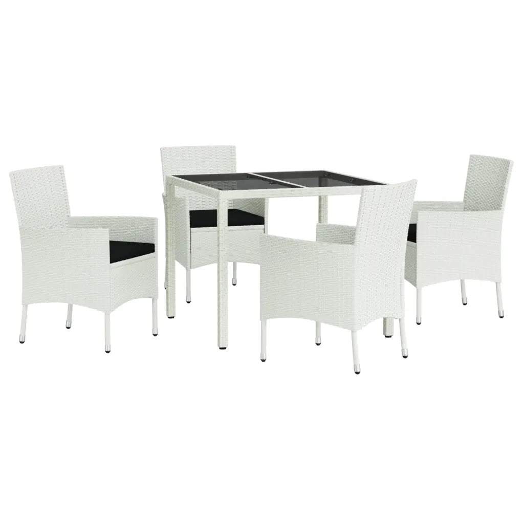Set da Pranzo da Giardino 5 pz con Cuscini in Polyrattan Bianco 3187341