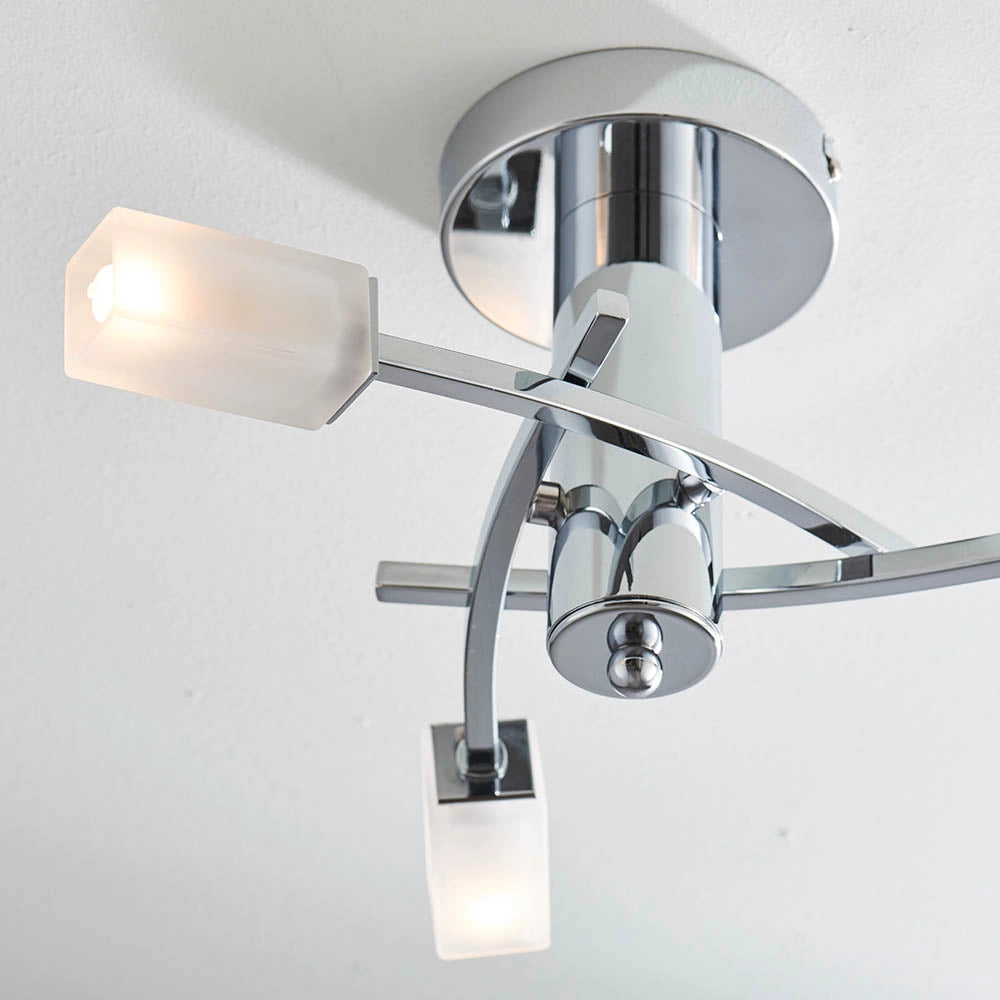 Plafoniera moderna cromata Havana 3 luci G9 vetro Endon