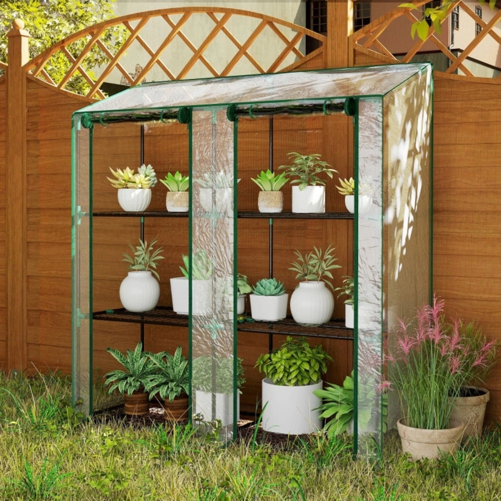 SERRE Mini a 3 livelli 143x46x141/151 cm in acciaio e PVC trasparente