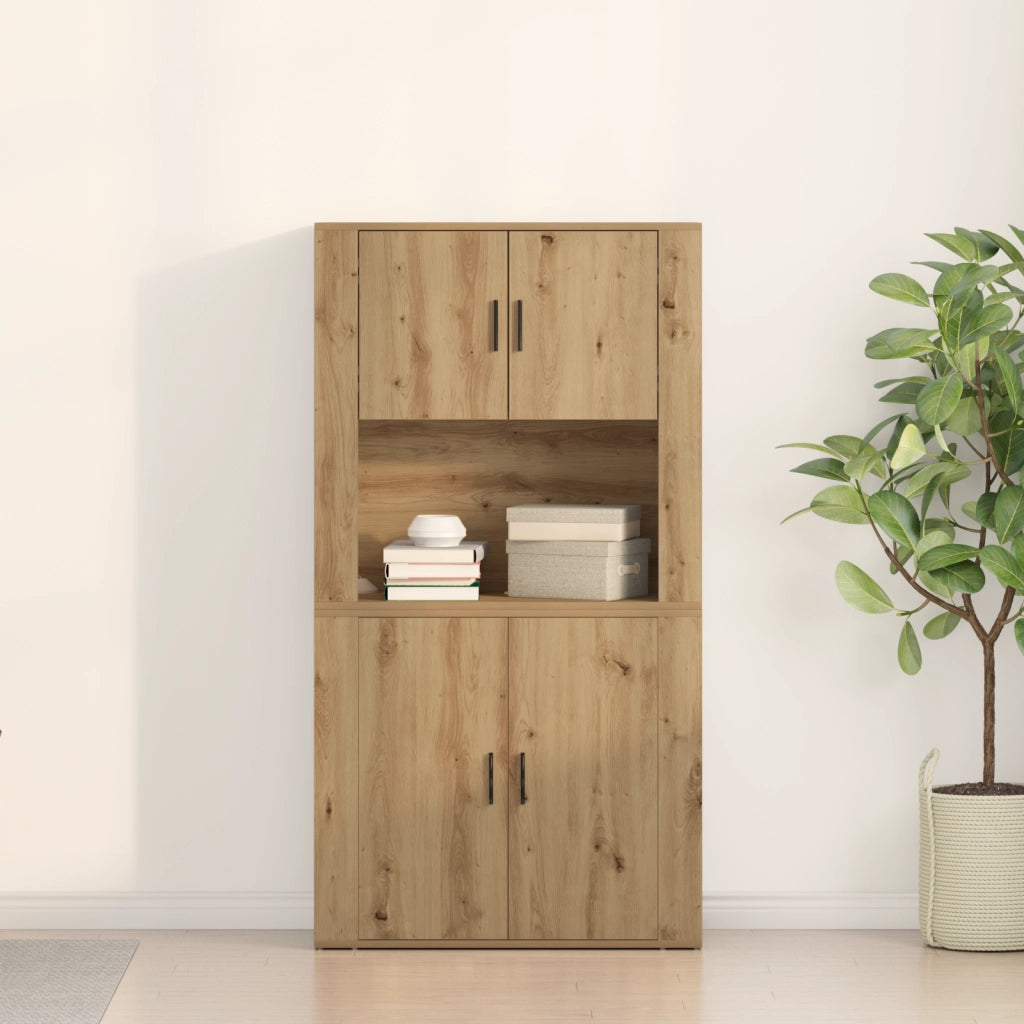 Highboard in rovere artigianale 80x33x150 cm in legno ingegnerizzato