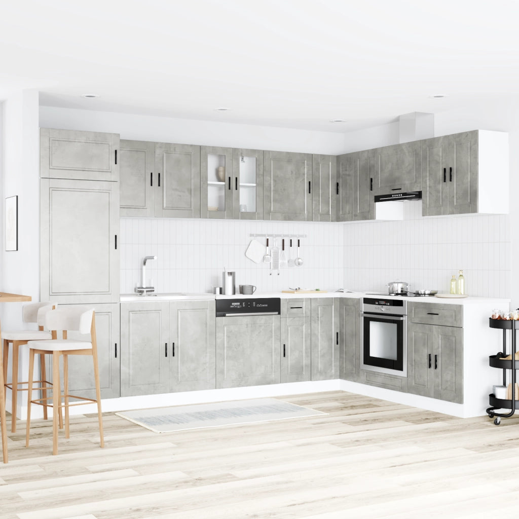 Mobiletto per lavello "Porto" con lavello Grigio cemento 80x46x84,5 cm Legno ingegnerizzato
