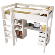 LETTO A CASTELLO 90x200 cm con scrivania USB/Type-C, armadi e scala, bianco