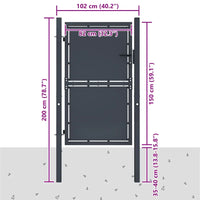 Cancello per Giardino in Acciaio 100x150 cm Antracite cod mxl 51819
