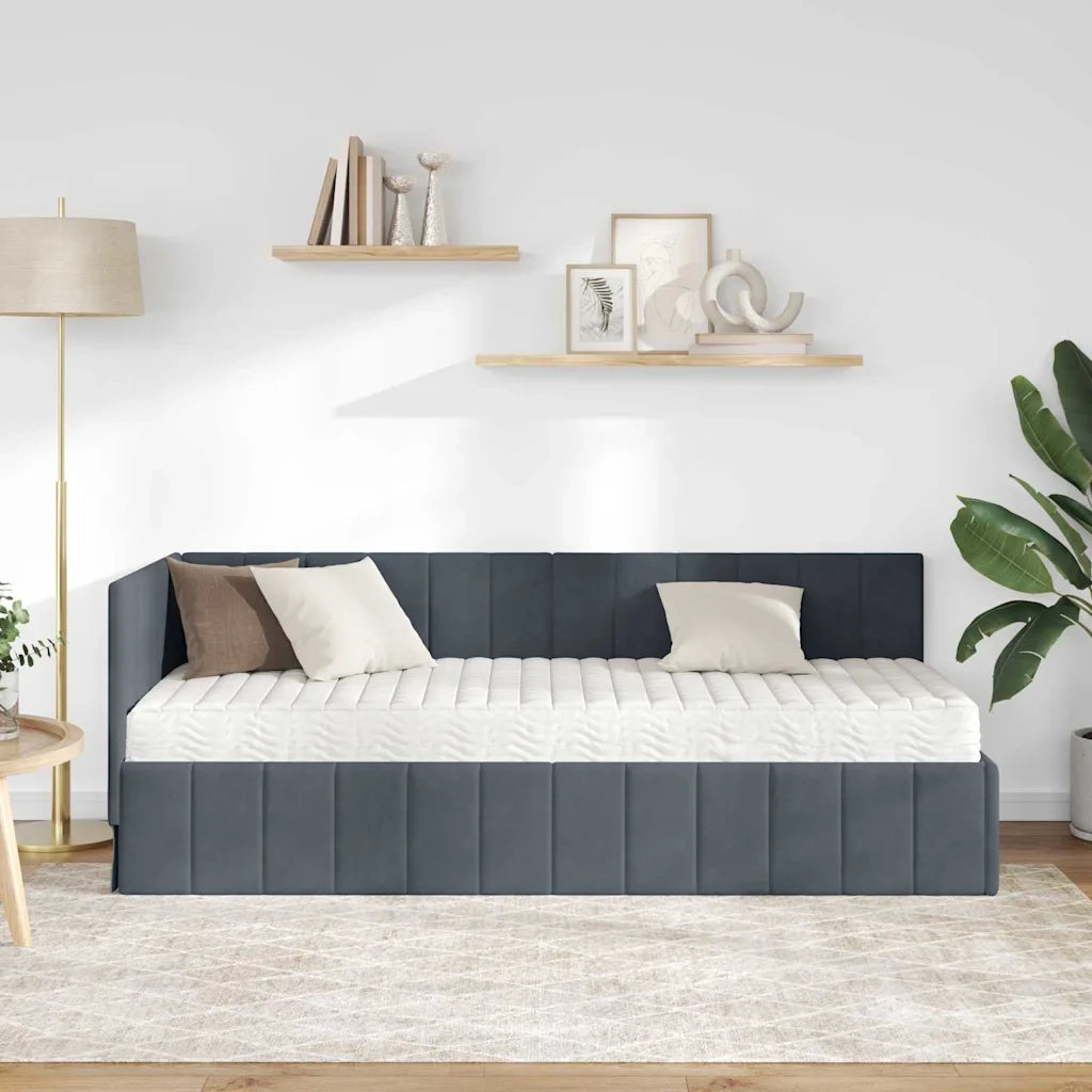 vidaXL Cornice del letto ad angolo Grigio scuro 80 x 200 cm Velluto