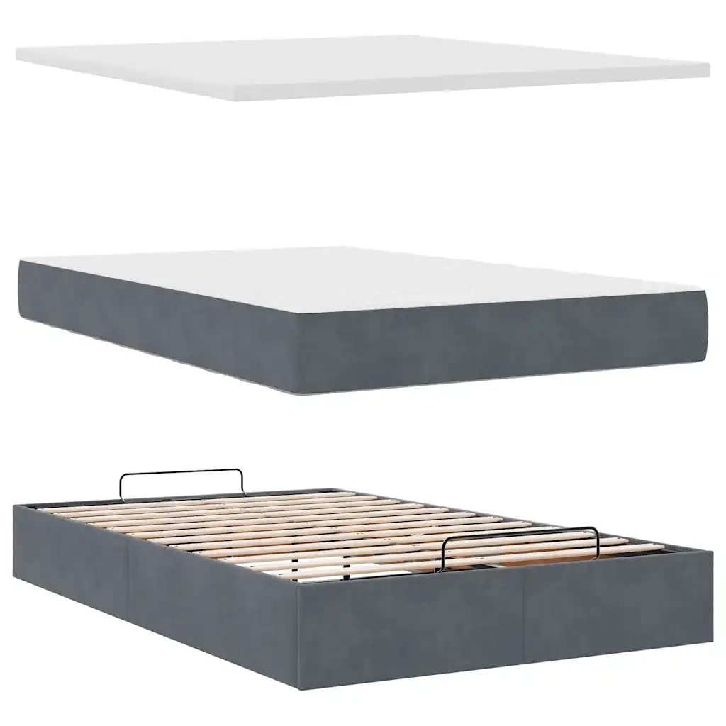 Pouf Letto con Materasso e LED Grigio Scuro 120x190cm Velluto 3312753