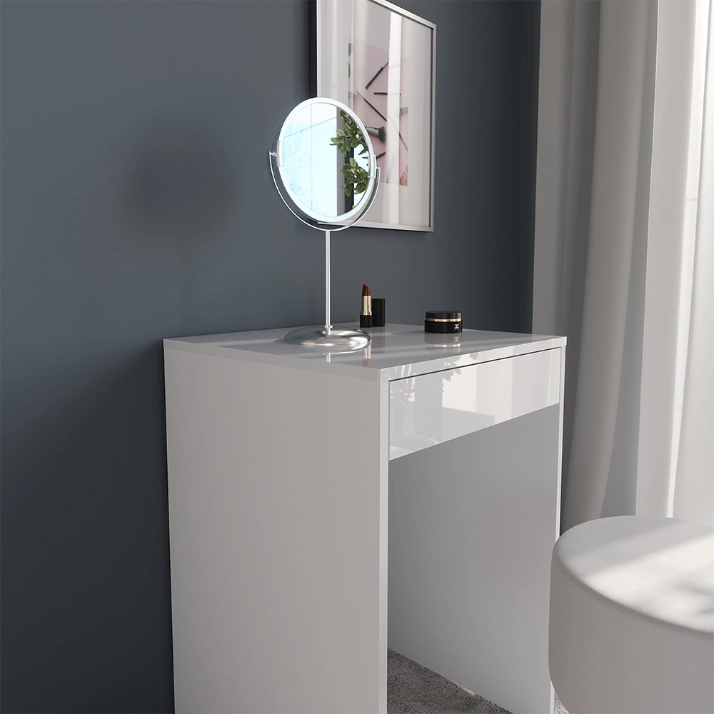 Vicco Tavolo da toeletta Bianco/bianco lucido 51.4 cm con sgabello