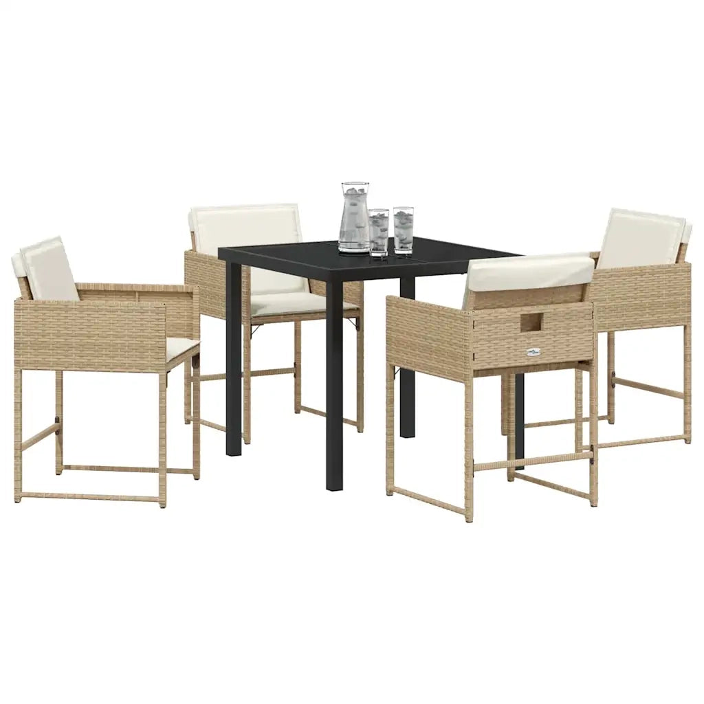 Set da Pranzo per Giardino 5 pcs Beige polyrattan