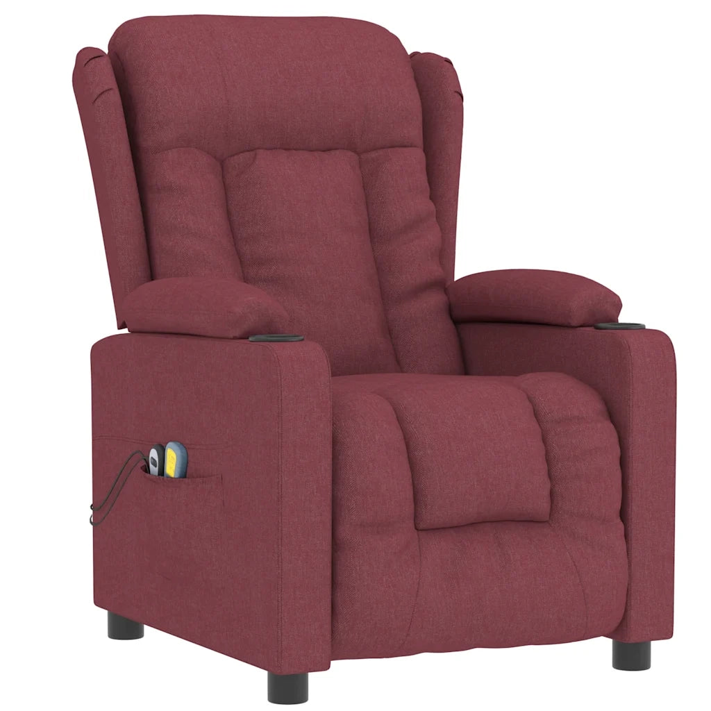Poltrona Massaggiante Reclinabile Elettrica Rosso Vino Tessuto cod mxl 32265