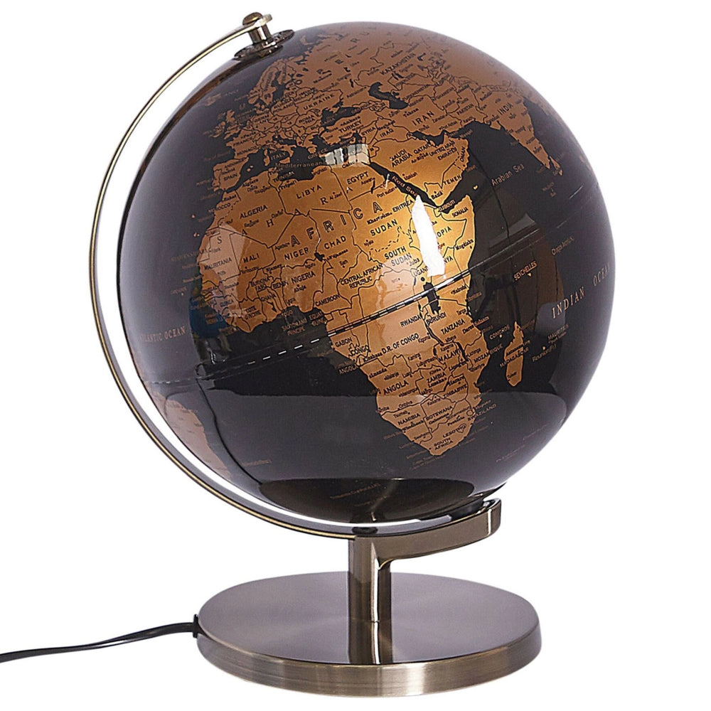 Globo Nero Sintetico con LED Decorativo 23 cm mappamondo Studio per Ufficio Arredamento Moderno
