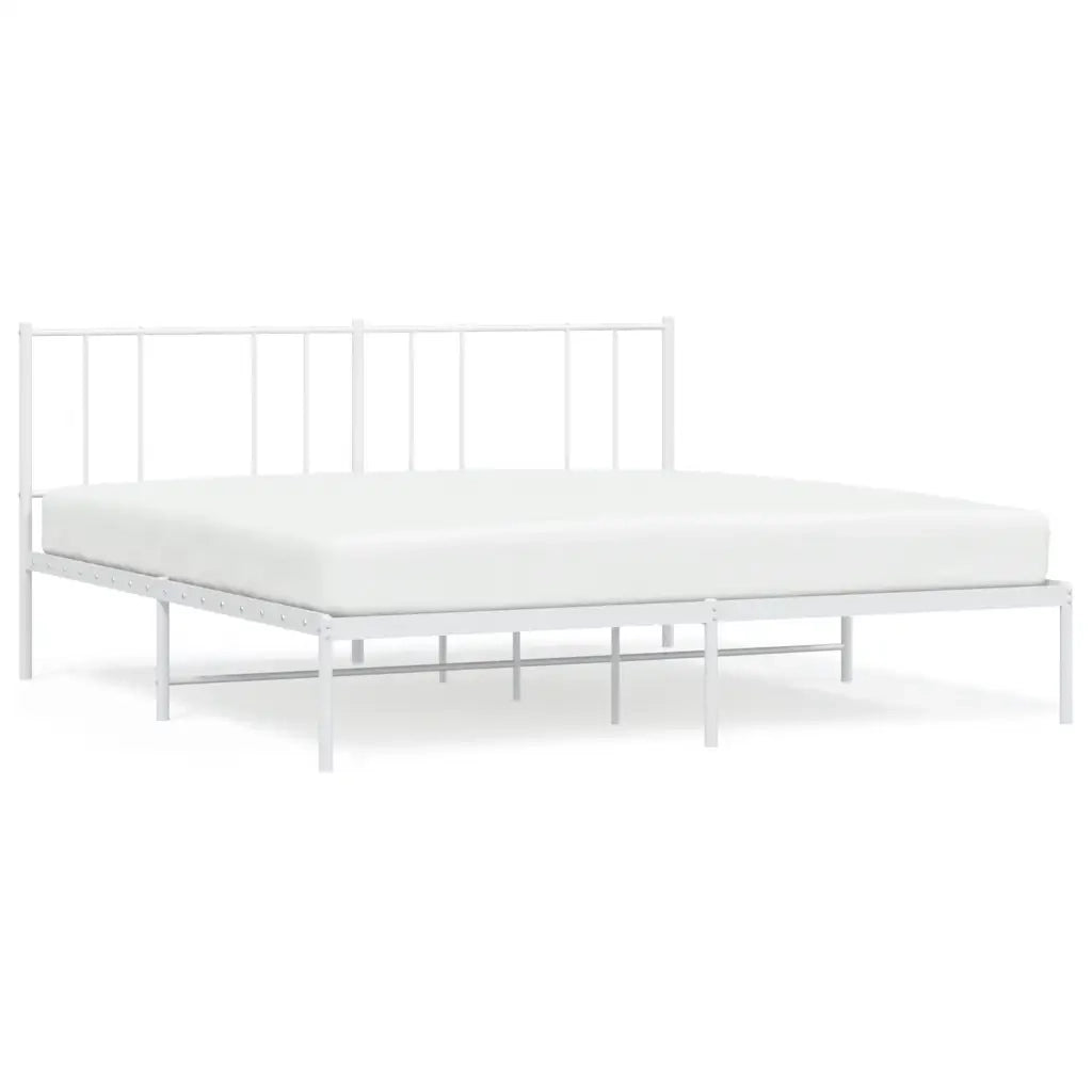 Giroletto con Testiera-Struttura Letto con testiera Metallo Bianco 200x200 cm 961237