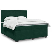 Giroletto a Molle con Materasso Verde Scuro 180x200 cm Velluto