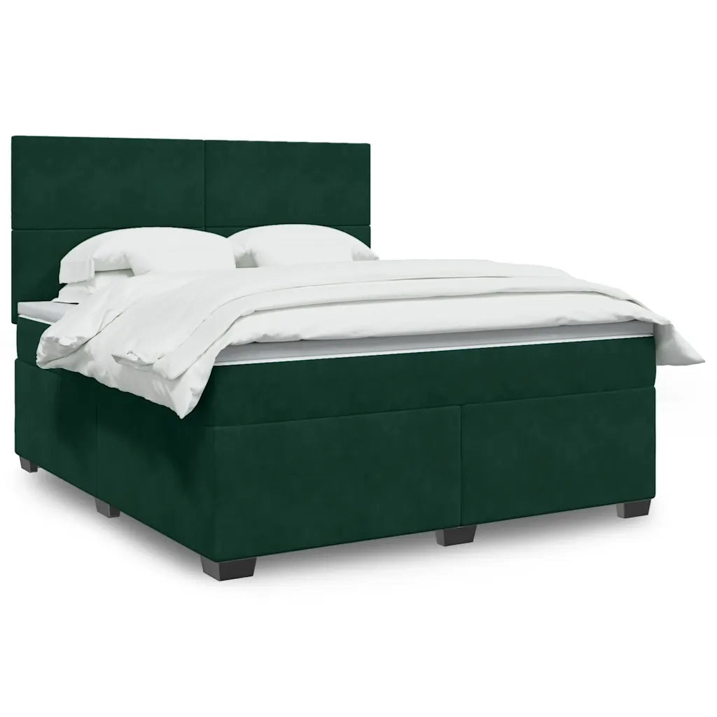 Giroletto a Molle con Materasso Verde Scuro 180x200 cm Velluto