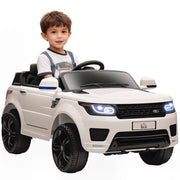 Macchina Elettrica per Bambini 3-6 Anni con Telecomando, Luci LED e Clacson, in PP e Metallo, 110x68x52 cm, Bianco