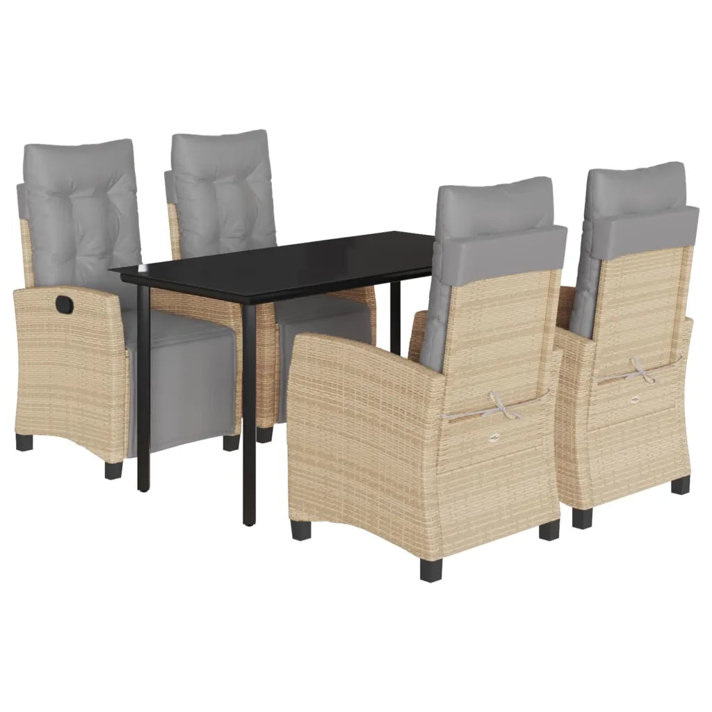 Set Pranzo da Giardino 5 pz con Cuscini Beige Misto Polyrattan 3213025