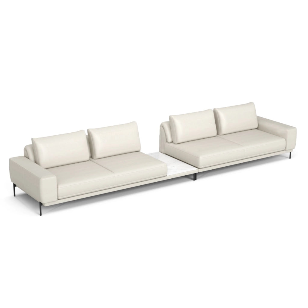 Set divano modulare in pelle ROYAL 2337 con base marmo carrara, Set soggiorno design moderno-Divani
