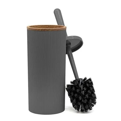 Set accessori bagno grigio cannettato con finitura effetto legno 5 pezzi Blob