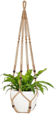 Porta piante 43 pollici con corda macramé Grande per vasi fino a 12 pollici Porta piante con catenina in legno lunga per decorazione interna ed esterna senza spilli Porta piante con maniglie in legno per decorazione boho, marrone