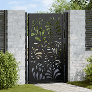 vidaXL Cancello Giardino Nero 105x155 cm in Acciaio Design Ondulato
