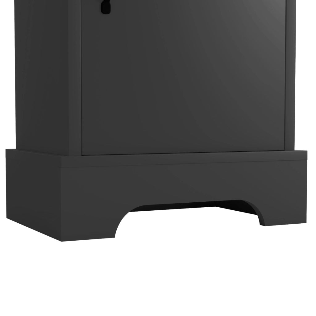 Colonna bagno 38x26x172;5 cm in MDF nero con 3 cassetti; vano chiuso e ripiani regolabili