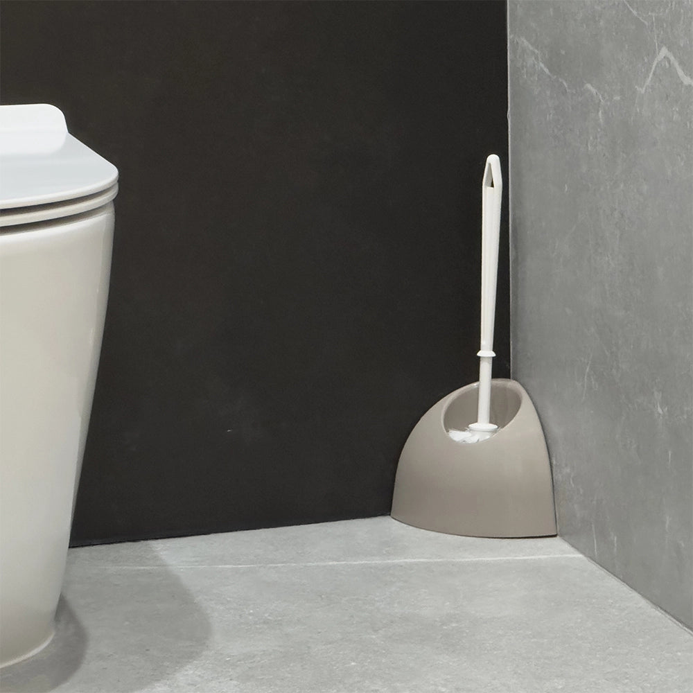 Portascopino wc angolare in Plastica tortora da appoggio