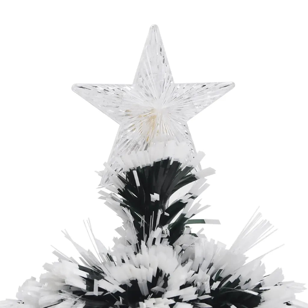 Albero di Natale Preilluminato-Decorazioni natalizie Verde e Bianco 64cm Fibra Ottica