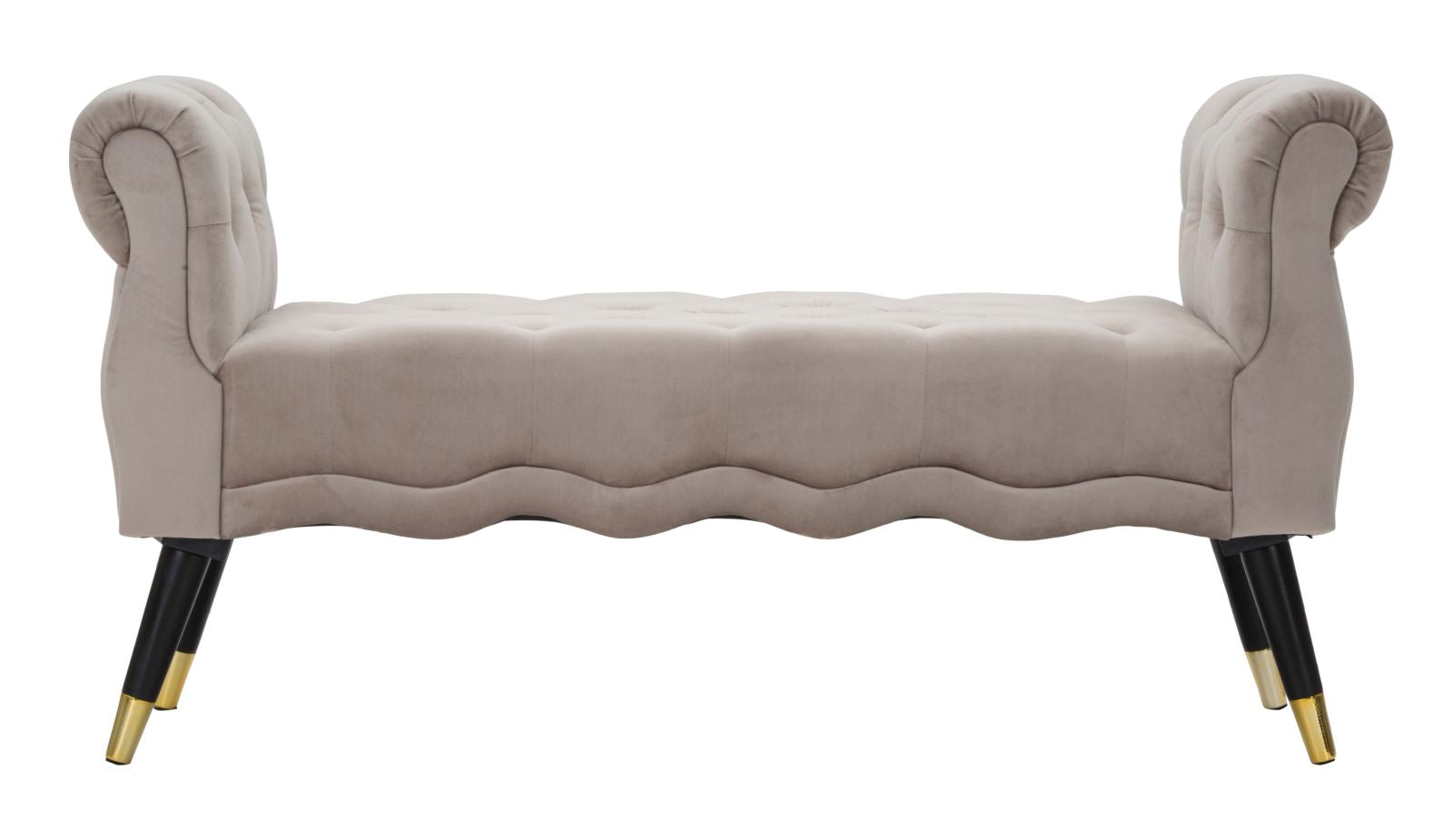 Panchetta Paris 120x40x60 cm in Legno Spugna Metallo e Poliestere Grigio Nero e Oro
