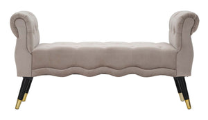 Panchetta Paris 120x40x60 cm in Legno Spugna Metallo e Poliestere Grigio Nero e Oro