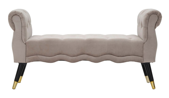 Panchetta Paris 120x40x60 cm in Legno Spugna Metallo e Poliestere Grigio Nero e Oro