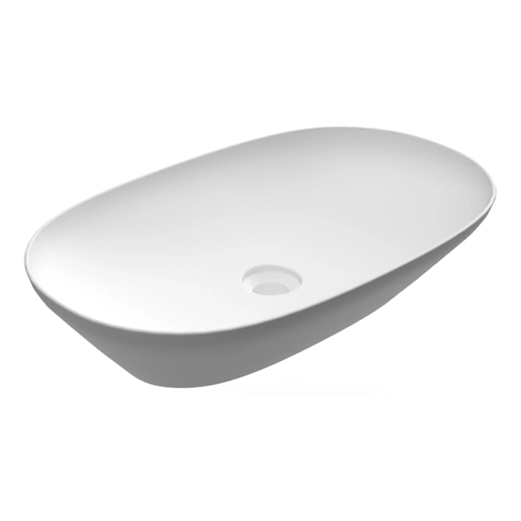 Lavabo ovale allungato da appoggio, bianco