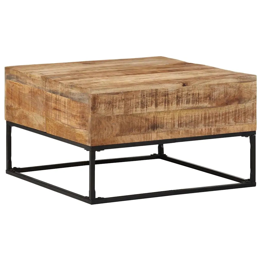 Tavolino da Salotto-Tavolino da soggiorno-Tavolo 68x68x41 cm in Legno di Mango Grezzo