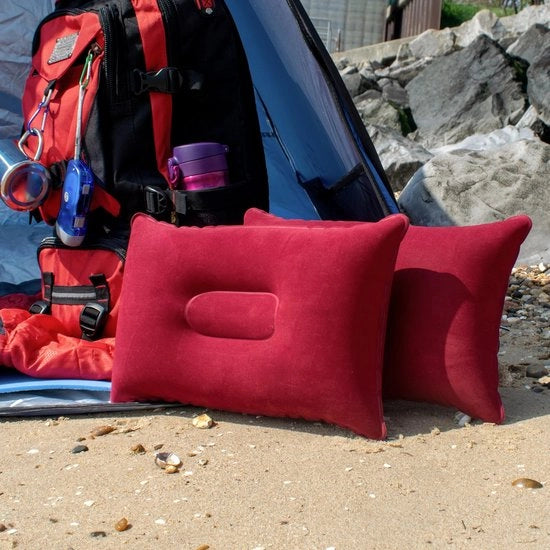 Cuscino Inflabile Comfortevole - Cuscino per Viaggi - Cuscino per Campeggio - Compattabile - Progettazione morbida - Ideale per Escursioni a Spalla