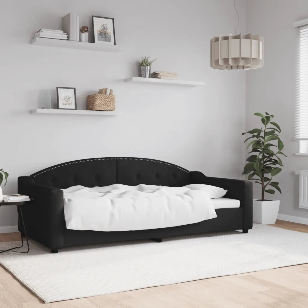 Letto da Giorno Nero 90x190 cm in Tessuto
