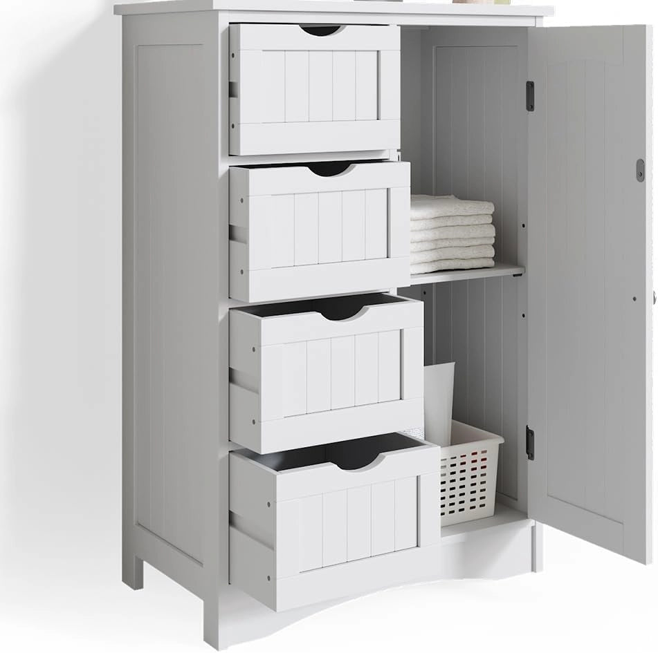 Cassettiera da bagno Bianco, Bianco, 55 x 81 cm, per conservare e abbinare con mobili da bagno Bianco