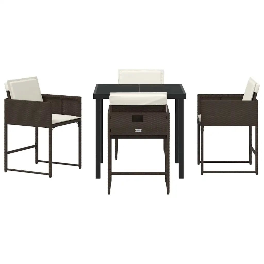 Set da Pranzo per Giardino 5 pcs Marrone polyrattan