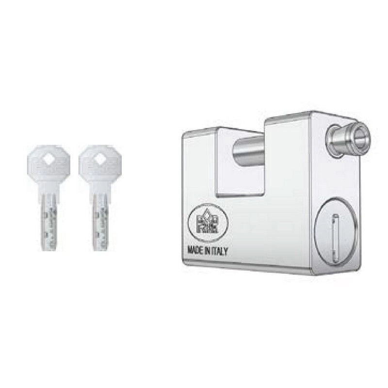 Prefer 72709 UL20 Lucchetto Corazzato per Serranda 84 mm Acciaio Temperato Chiave Punzonata Cifratura KD