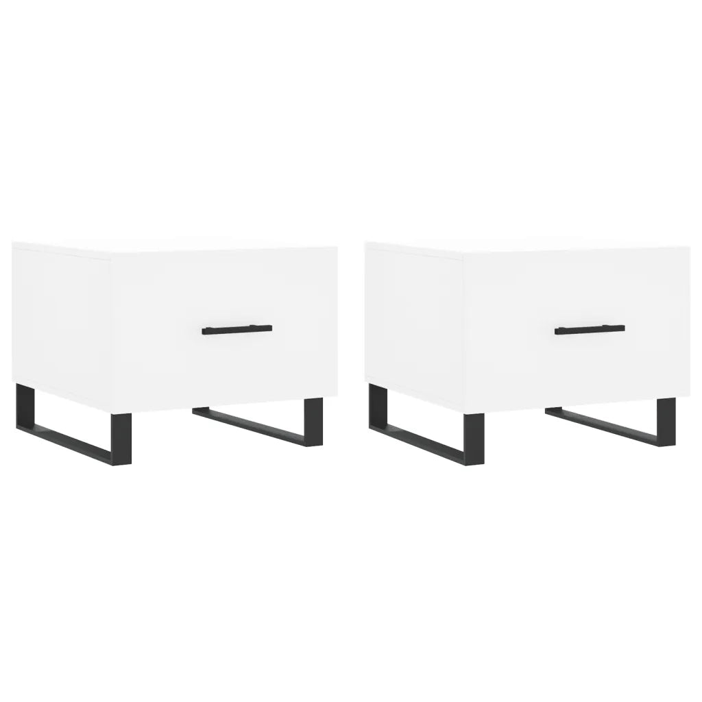Tavolini da Salotto 2 pz Bianchi 50x50x40 cm Legno Multistrato 829445