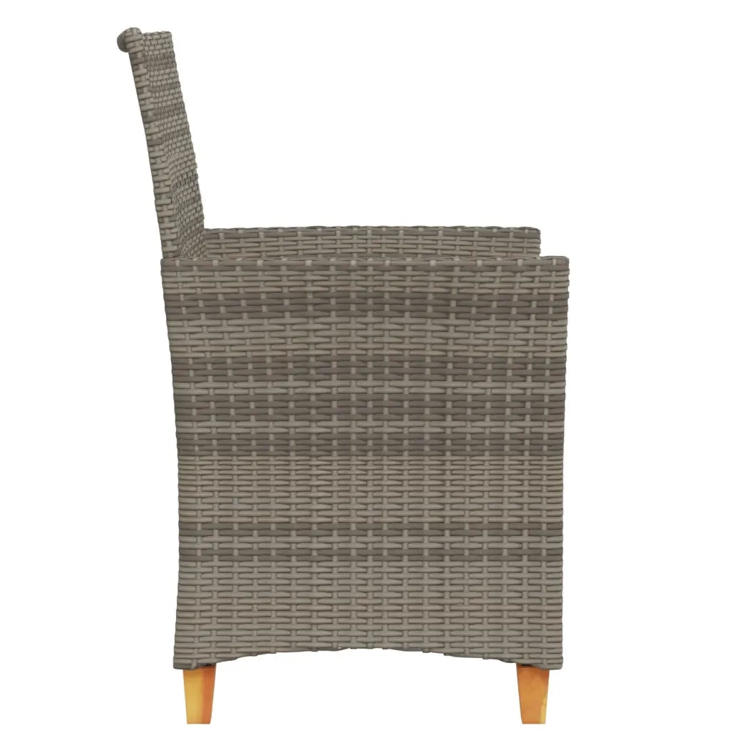 Sedie Giardino con Cuscini 2 pz | Sedie da Esterno Grigie Polyrattan Legno Massello
