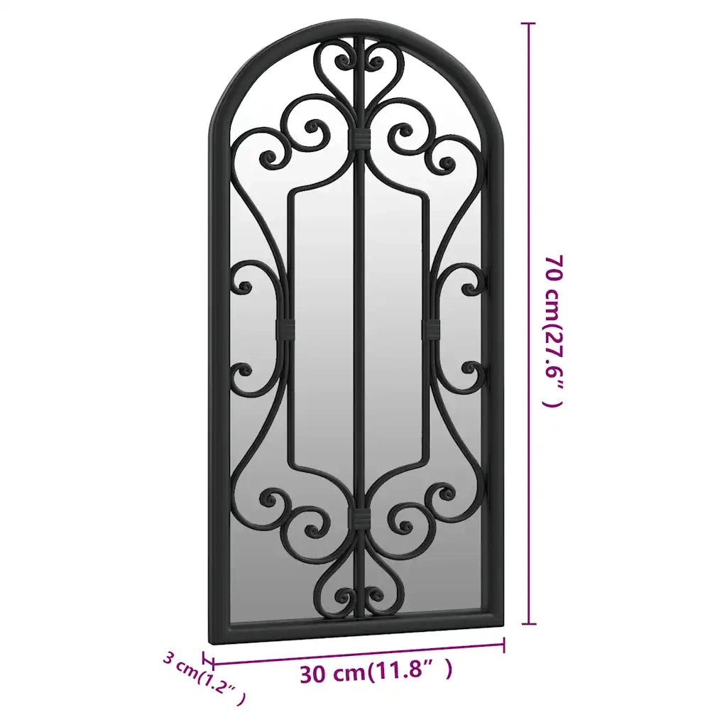 Specchio da Giardino-Specchio Decorativo-Specchio Esterno Nero 70x30 cm in Ferro per Uso Esterno 765571