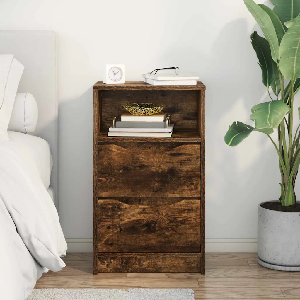 Comodino | Armadio da Notte | Mobiletto da notte Rovere fum¨¦ 40 x 30 x 467 cm Legno multistrato