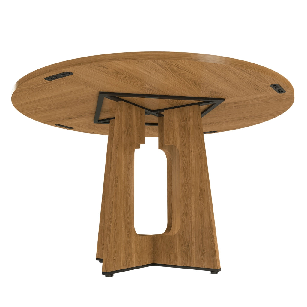 Tavolo rotondo ? 120 x 76 cm per 4-6 persone; con piedini regolabili; in MDF rovere