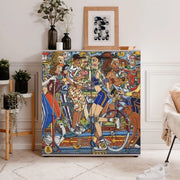 Scarpiera Move con 2 ante battenti decorate By Mauro Bergonzoli in stile pop art e 12 ripiani interni