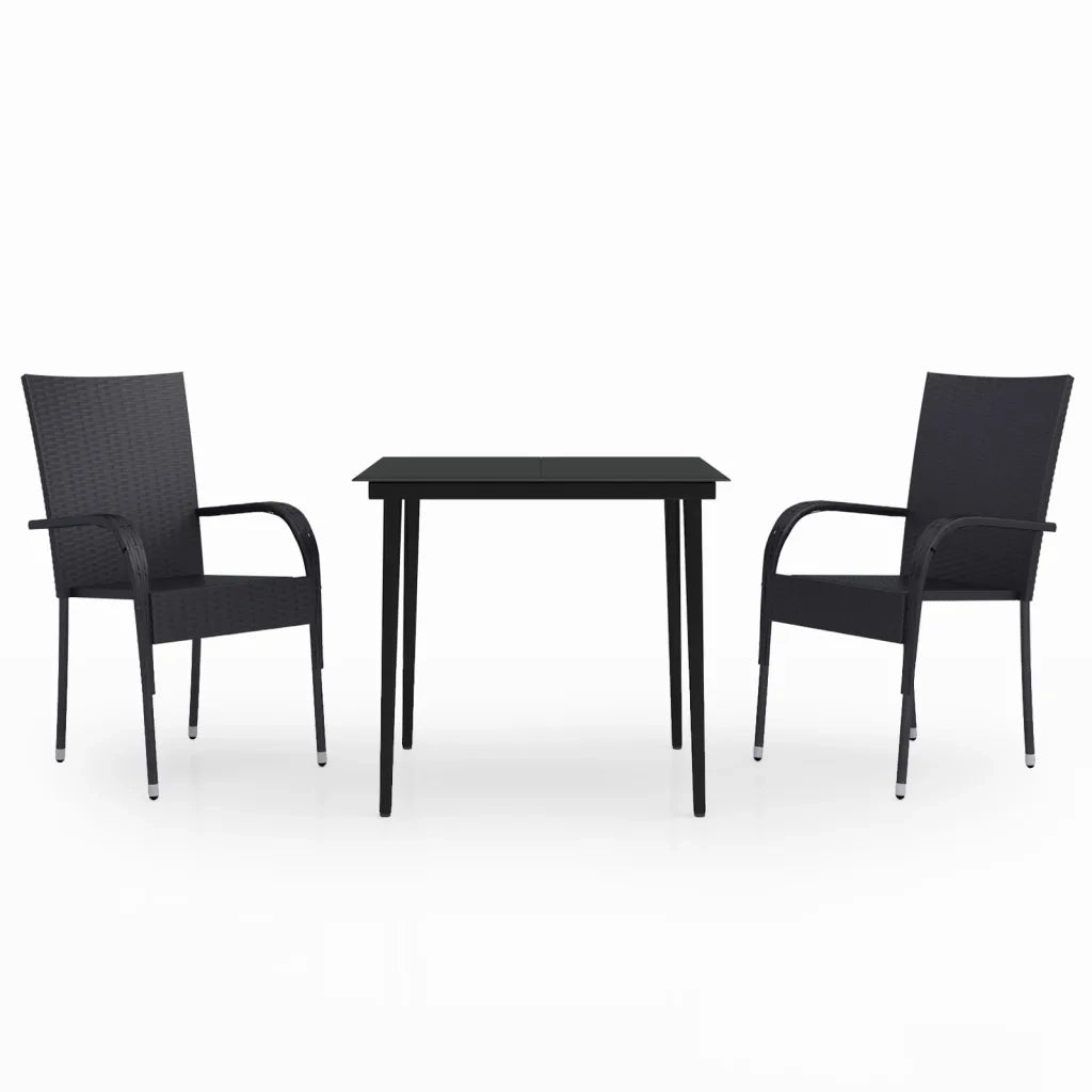 Set Mobili da Pranzo per Giardino 3 pz Nero 3099395