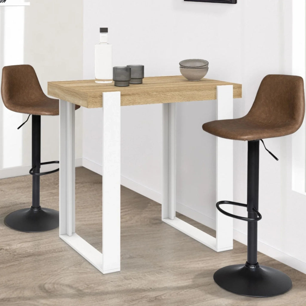 IDMarket - Tavolo da bar PHOENIX in legno e bianco 90 cm