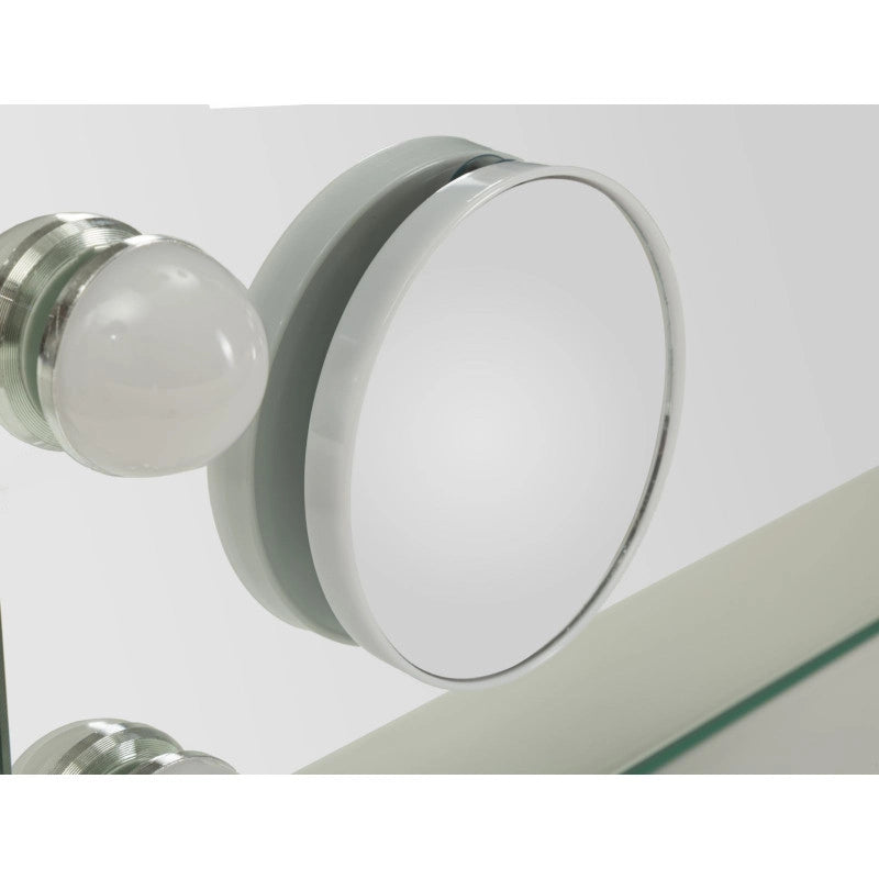 Specchio Da Tavolo Hollywood cm 55x14x43 (specchietto Rotondo cm ø 9) (luce Con 3 Temperature Di Colore)