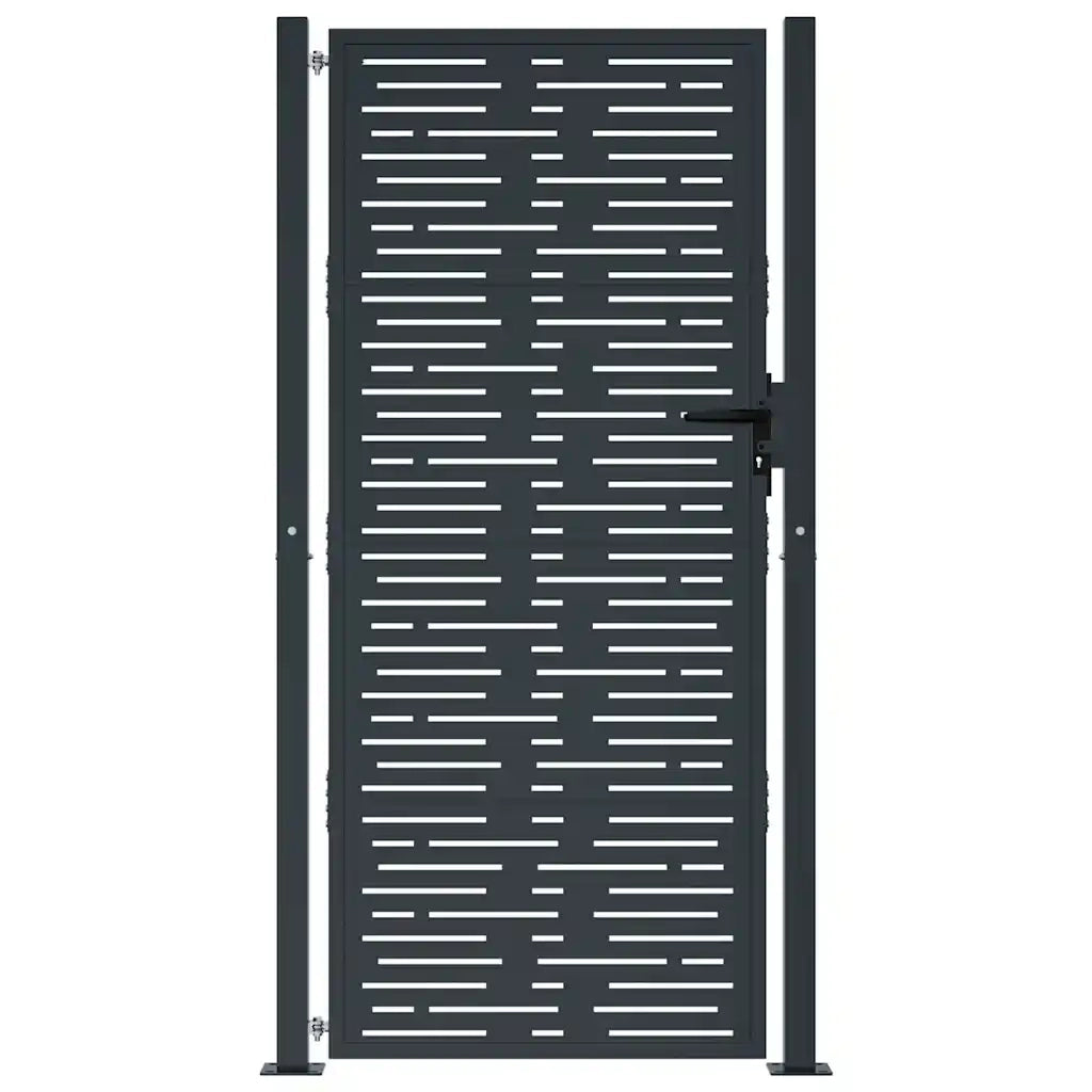 Cancello Giardino Antracite 105x205 cm Acciaio Design Quadrato