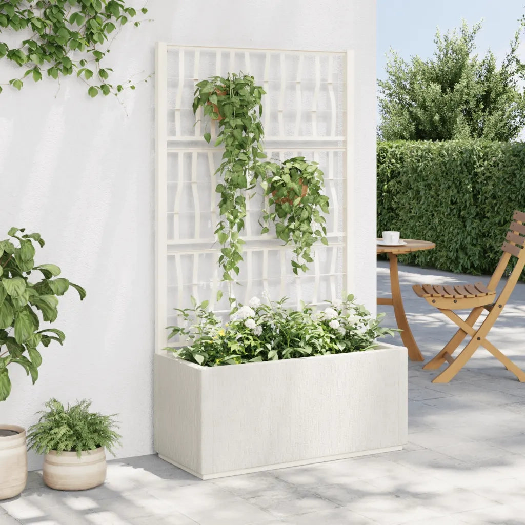 Fioriera | Cassetta per fiori | Vaso da Giardino con Traliccio Bianco 80x36x140 cm PP